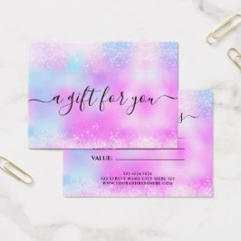 Holo Glitter Elegant Business Gift Certificate Visitekaartje