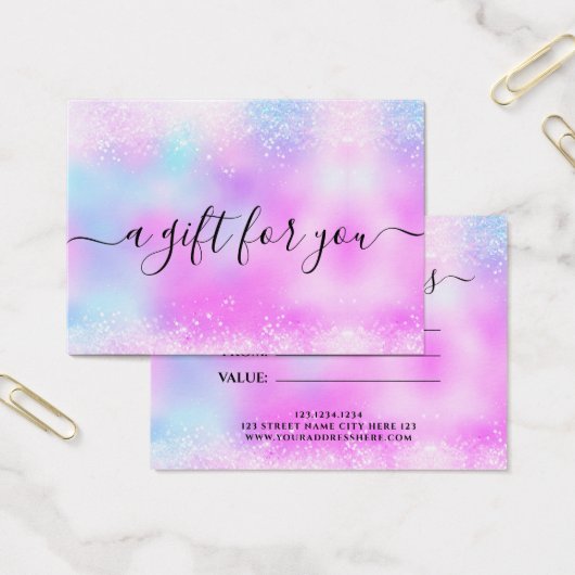 Holo Glitter Elegant Business Gift Certificate Visitekaartje (Kantoor)