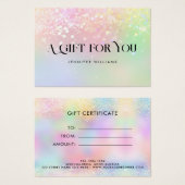 Holo Glitter Elegant Pastel Certificaat Cadeau Kaa Visitekaartje (Voorkant /achterkant)