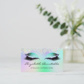 Holo Glitter Eyes Green Purple Appointment Visitekaartje (Staand voorkant)