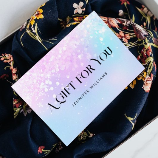 Holo Glitter Pastel Elegant Certificaat Cadeau Kaa Visitekaartje