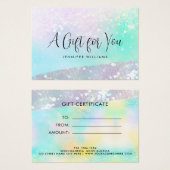 Holo Glitter Pastel Modern Certificaat Cadeau Kaar Visitekaartje (Voorkant /achterkant)