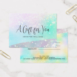 Holo Glitter Pastel Modern Certificaat Cadeau Kaar Visitekaartje