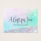 Holo Glitter Pastel Modern Certificaat Cadeau Kaar Visitekaartje (Voorkant)