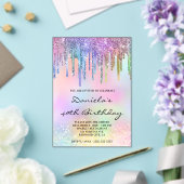 Holo Glitter Rainbow Drips 40th Birthday Acryl Uitnodigingen (Insitu (Huwelijk))