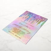 Holo Glitter Rainbow Drips 50th Birthday Folie Uitnodiging (Gedraaid)