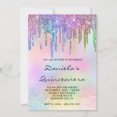 Holo Glitter Rainbow Drivers Quinceañera Kaart (Voorkant)