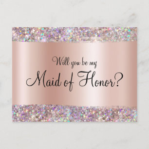 Holo Glitter Rand Pastel Roze Goud Folie Gradiënt Briefkaart