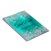 Holo Glitter Turquoise 21st Birthday Guestbook Notitieboek (Rechterzijde)