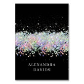 Holo Glitter Zwarte Losse Naam Plaatskaart Kaart (Voorkant)