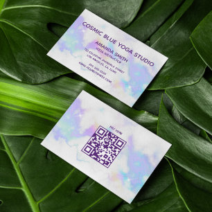 Holo Marmer Glam Minimalistische Moderne QR Code Visitekaartje