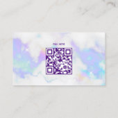 Holo Marmeren Glam Minimalistische Moderne QR Code Visitekaartje (Achterkant)