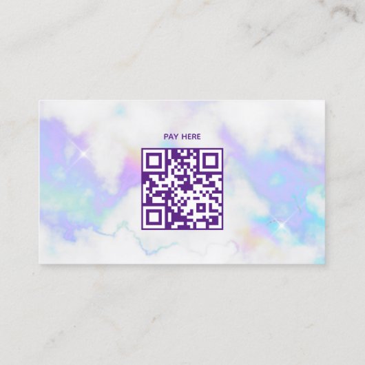 Holo Marmeren Glam Minimalistische Moderne QR Code Visitekaartje (Achterkant)