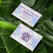 Holo Marmeren Glam Minimalistische Moderne QR Code Visitekaartje