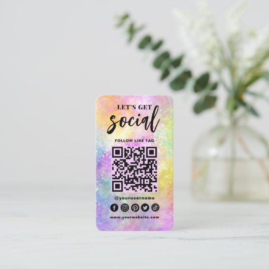 Holo Opal Stijlvolle QR Code Maak verbinding met o Visitekaartje (Staand voorkant)