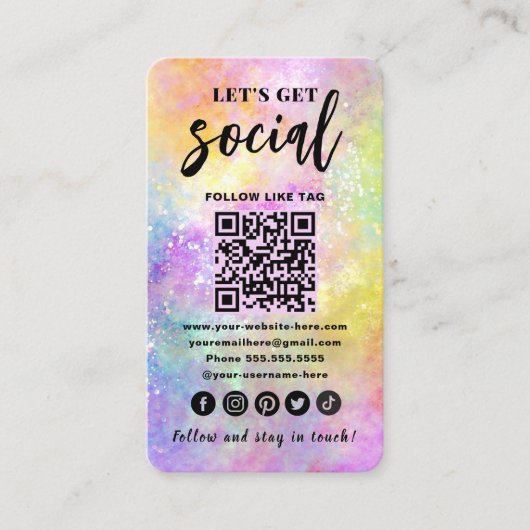 Holo Opal Stijlvolle QR Code Maak verbinding met o Visitekaartje (Voorkant)