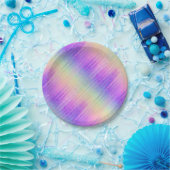 holo rainbow pinstripe : papieren bordje (Feest)