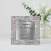 Holo Silver Diamond bestudeerde Folie 21e verjaard Kaart (Staand voorkant)