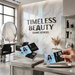 Hologische Opal Haar Salon Stylist Modern Zwart Visitekaartje