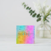 HoloGlam Hologram Glitter Monogram Script Business Vierkante Visitekaartje (Staand voorkant)
