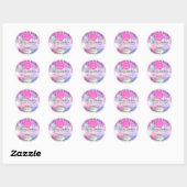 Holograaf Aangepaste Logo naam Gold Drip Roze Ronde Sticker (Vel)