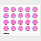 Holograaf Aangepaste Logo Naam Web Roze Bedankt Ronde Sticker (Vel)