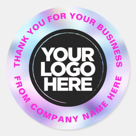 Holograaf Aangepaste Logo Naam Web Roze Hartelijk Ronde Sticker (Voorkant)