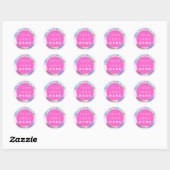 Holograaf Aangepaste Logo Naam Web Roze Hartelijk  Ronde Sticker (Vel)