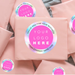 Holograaf Aangepaste Logo Naam Web Roze Hartelijk  Ronde Sticker