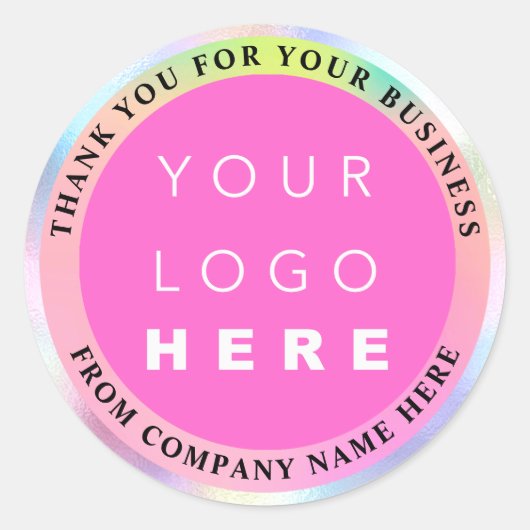 Holograaf Aangepaste Logo Naam Web Roze Hartelijk  Ronde Sticker (Voorkant)