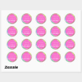 Holograaf Aangepaste Logo Naam Web Roze Moderne Da Ronde Sticker (Vel)