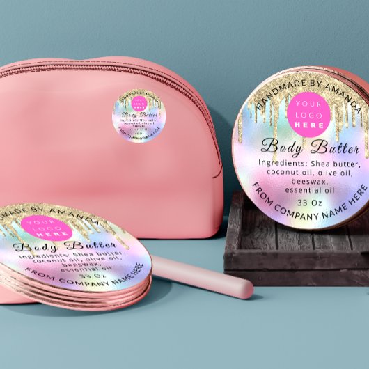 Holograaf Aangepaste Logo NaamLichaamsverzorgingst Ronde Sticker