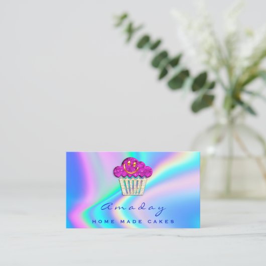 Holograaf bakkerij startpunt van Cakes Logo Muffin Visitekaartje (Staand voorkant)