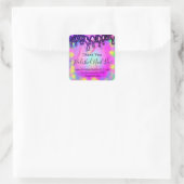Holograaf bedankt Boutique Drip Hot Pink Bubble Vierkante Sticker (Tas)