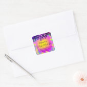 Holograaf bedankt Boutique Drip Hot Pink Paars Vierkante Sticker (Envelop)