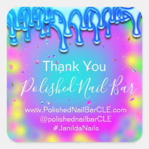 Holograaf bedankt Boutique Drip Hot PinkVIP Vierkante Sticker