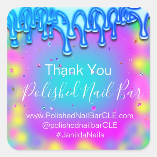 Holograaf bedankt Boutique Drip Hot PinkVIP Vierkante Sticker (Voorkant)