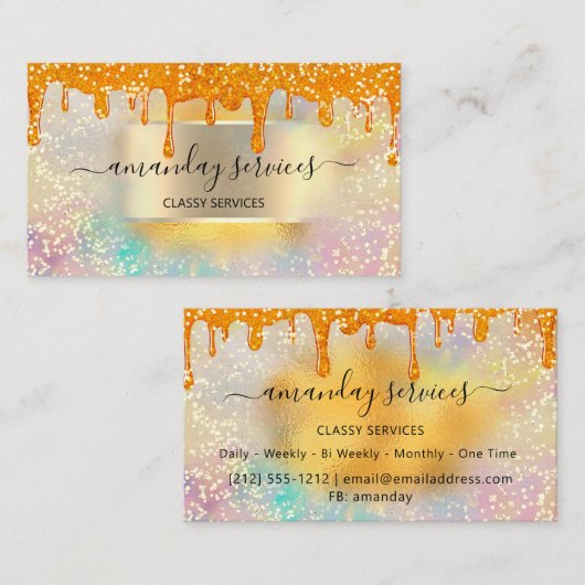 Holograaf bestuurt Mint Makeup Lashes Nails Golden Visitekaartje (Voorkant / Achterkant)