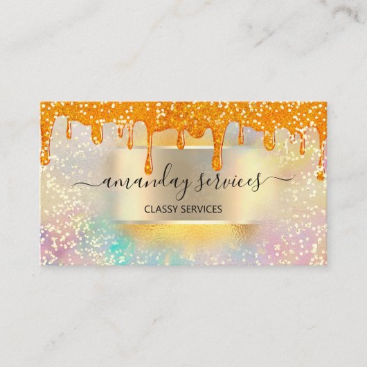 Holograaf bestuurt Mint Makeup Lashes Nails Golden Visitekaartje (Voorkant)