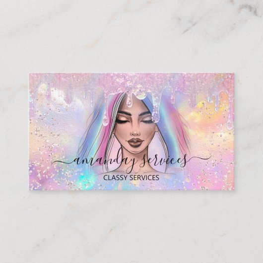 Holograaf Boutique Shop Drip QR Code Logo Roze Visitekaartje (Voorkant)