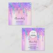 Holograaf Drip Cosmetics Nails Pink Logo Beauty S Vierkante Visitekaartje (Voorkant / Achterkant)