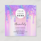 Holograaf Drip Cosmetics Nails Pink Logo Beauty S Vierkante Visitekaartje (Achterkant)