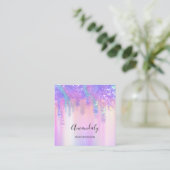 Holograaf Drip Cosmetics Nails Pink Logo Beauty S Vierkante Visitekaartje (Staand voorkant)