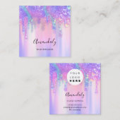Holograaf Drip Cosmetics Nails Pink Logo Wax Vierkante Visitekaartje (Voorkant / Achterkant)