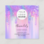 Holograaf Drip Cosmetics Nails Pink Logo Wax Vierkante Visitekaartje (Achterkant)