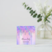 Holograaf Drip Cosmetics Nails Pink Logo Wax Vierkante Visitekaartje (Staand voorkant)
