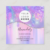 Holograaf Drip Soap Roze Logo Zeemeermin Vierkante Visitekaartje (Achterkant)