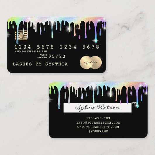 Holograaf Drips Modern Credit Kaart Style Visitekaartje (Voorkant / Achterkant)