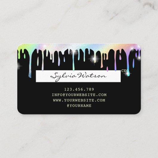 Holograaf Drips Modern Credit Kaart Style Visitekaartje (Achterkant)