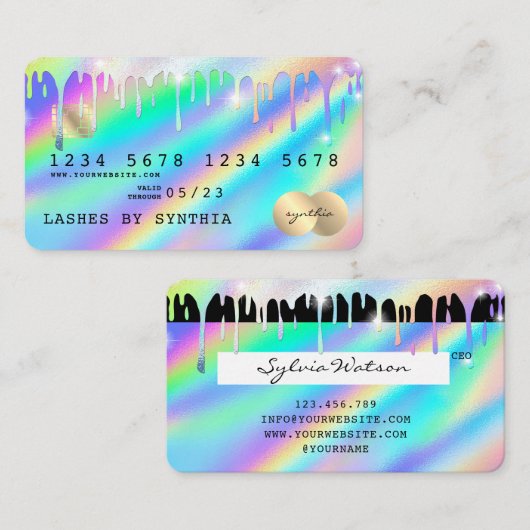 Holograaf Drips Modern Credit Kaart Style Visitekaartje (Voorkant / Achterkant)